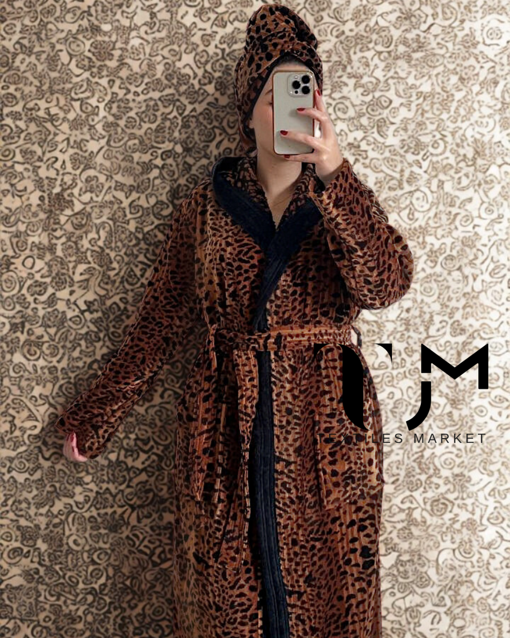 Sortie De Bain Femme LEOPARD 100% coton 02-Pieces