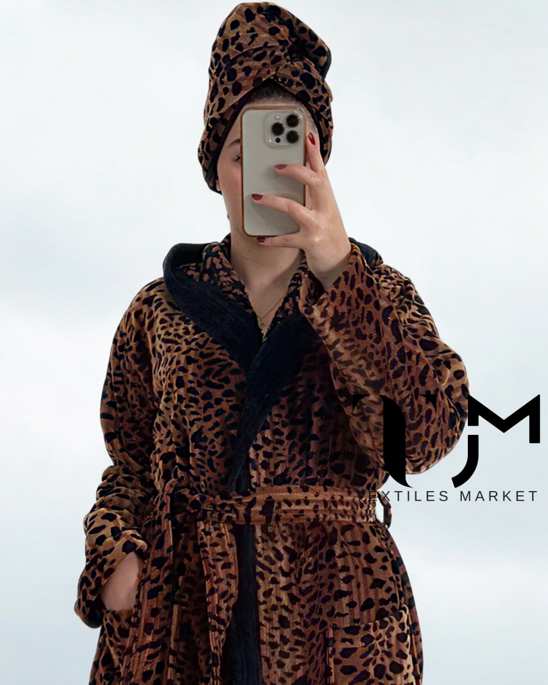 Sortie De Bain Femme LEOPARD 100% coton 02-Pieces